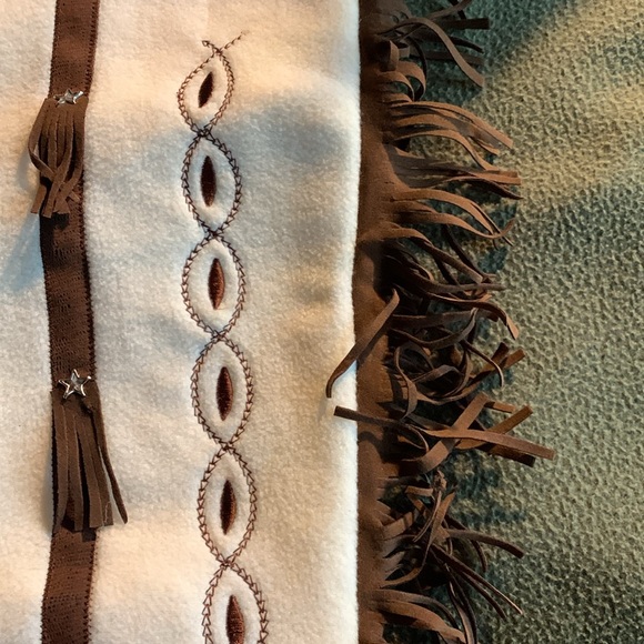 NWOT Cowboy Boot Stocking. White and brown with fringe and silver star details. - Picture 6 of 7